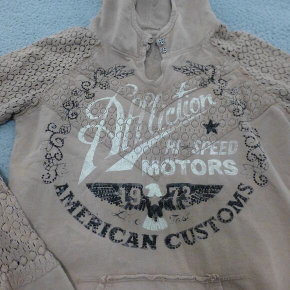 Affliction Hoodie Womens Medium Y2K Grunge Edgy Rocker Biker Sweatshirt - Picture 3 of 10